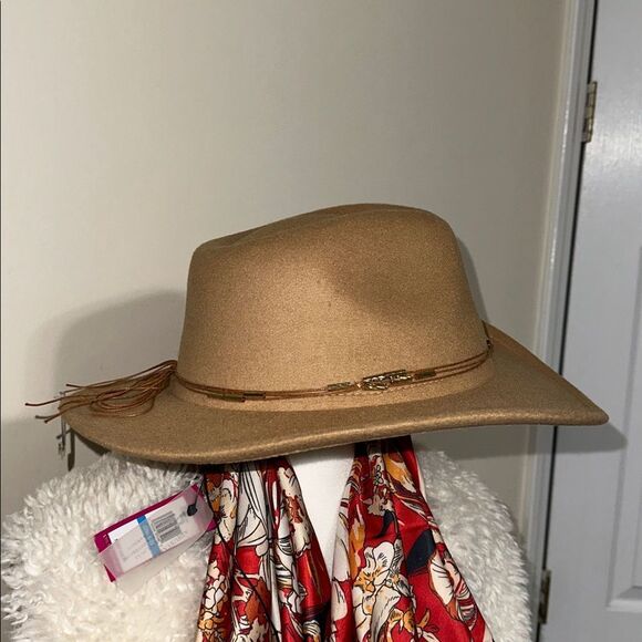Vince Camuto OS Camel Brown Cowboy Hat with Beaded Trim Detail main image 6